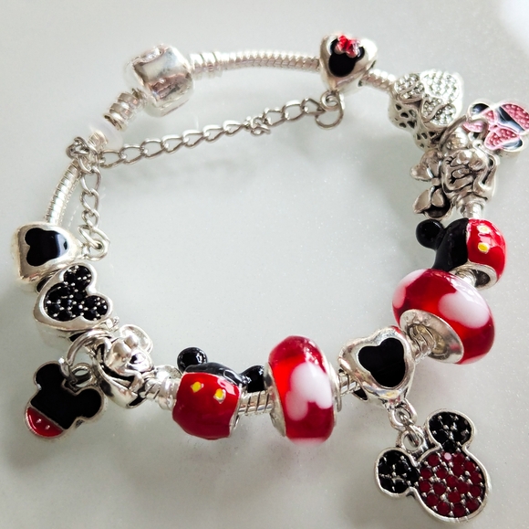 Disney Charm Bracelet Mickey & Minnie Pandora Style Collector's Piece - Picture 10 of 10